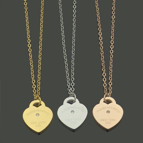 titanium steel fashion t-letter peach heart single diamond necklace women's single peach heart necklace, Silver
titanium steel fashion t-letter peach heart single diamond necklace women's single peach heart necklace, Silver