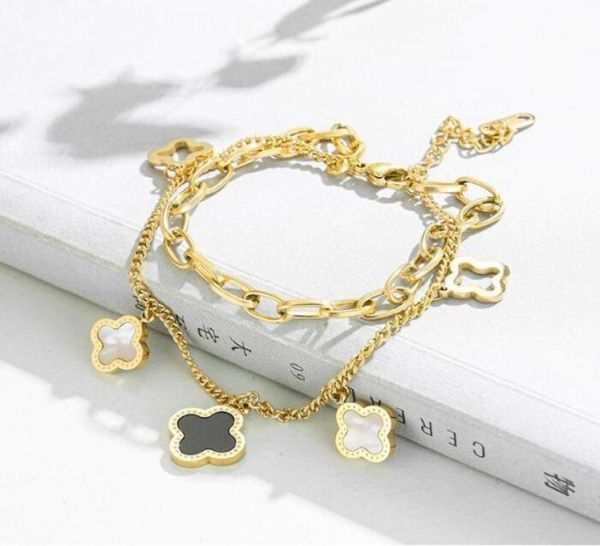 classic design multilayered clover charm bracelet lucky stainless steel four leaf jewelry9774962, Golden;silver
classic design multilayered clover charm bracelet lucky stainless steel four leaf jewelry9774962, Golden;silver