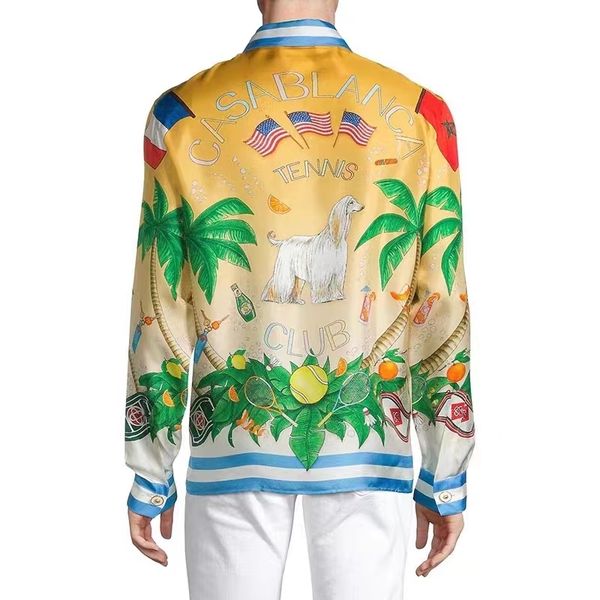 men's casual shirts yellow thin silk casablanca coconut tree flag dog print long shirt men women hawaii beach holiday blouse 230720, White;black
men's casual shirts yellow thin silk casablanca coconut tree flag dog print long shirt men women hawaii beach holiday blouse 230720, White;black