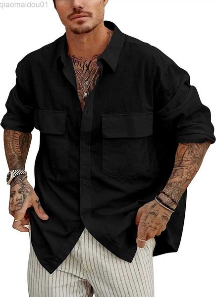 men's casual shirts spring autumn fashion men cotton linen shirt solid long sleeve loose double pocket shirts for men casual blouse st, White;black
men's casual shirts spring autumn fashion men cotton linen shirt solid long sleeve loose double pocket shirts for men casual blouse st, White;black