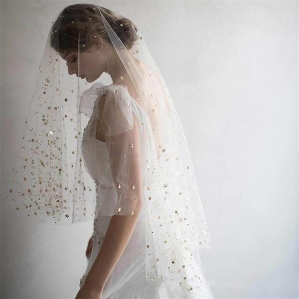2 layers cut edge wedding veil for bridal gold star beads sparkle wedding accessories velos de novia3143, Black
2 layers cut edge wedding veil for bridal gold star beads sparkle wedding accessories velos de novia3143, Black