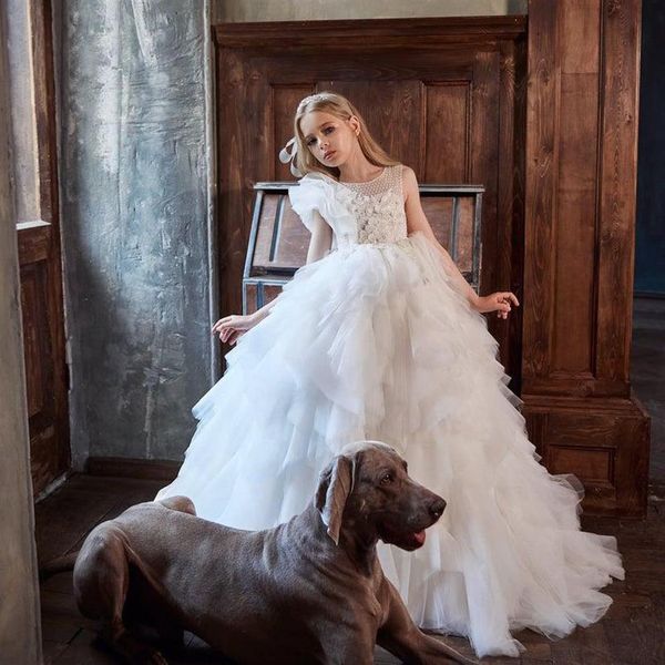 white flower girls dresses tiered skirts tulle o nneck lace appliques ball gown little girls pageant dress 2021234p, White;blue
white flower girls dresses tiered skirts tulle o nneck lace appliques ball gown little girls pageant dress 2021234p, White;blue
