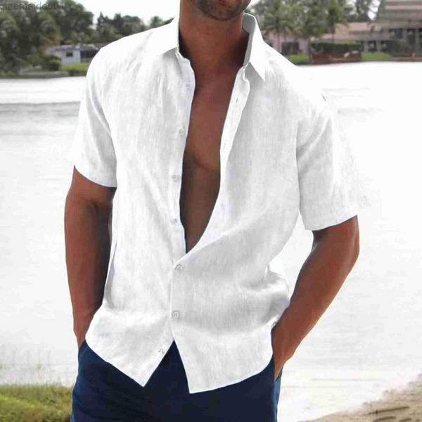 men's casual shirts summer new men's fashion solid loose shirt casual turn-down collar short sleeve cardigan men clothing linen sh, White;black
men's casual shirts summer new men's fashion solid loose shirt casual turn-down collar short sleeve cardigan men clothing linen sh, White;black