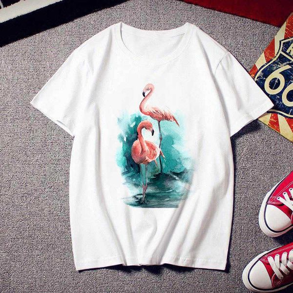 new summer t-shirt men's and women's round neck loose flamingo pattern printed white short sleeve t-shirt top
new summer t-shirt men's and women's round neck loose flamingo pattern printed white short sleeve t-shirt top