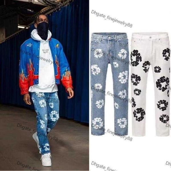 men's jeans high street denim tears style kapok washed straight jeans vintage loose purple jeans, Blue
men's jeans high street denim tears style kapok washed straight jeans vintage loose purple jeans, Blue