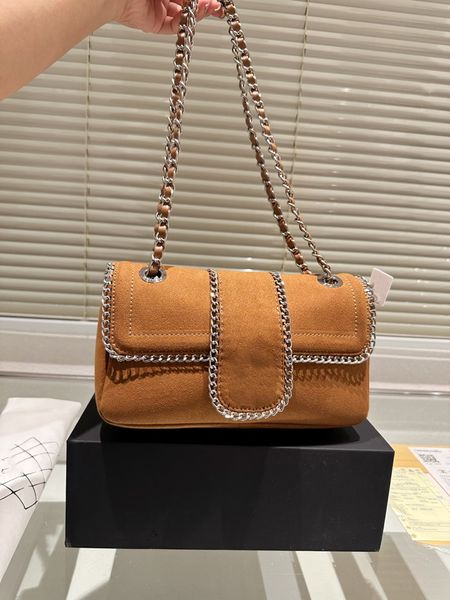 women designer new double chain woc suede bags cf silver metal hardware chain welt crossbody shoulder handbags runway socialite pocket 25cm
women designer new double chain woc suede bags cf silver metal hardware chain welt crossbody shoulder handbags runway socialite pocket 25cm