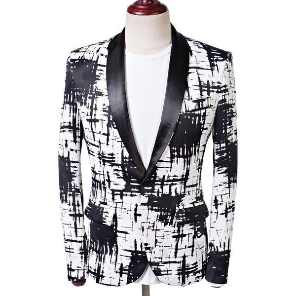 men's suits blazers blazer fashion splash ink printing casual suit jacket prom party black shawl collar one buckle slim white and 23072, White;black
men's suits blazers blazer fashion splash ink printing casual suit jacket prom party black shawl collar one buckle slim white and 23072, White;black