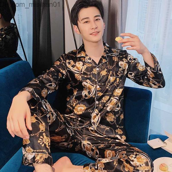 men's sleepwear spring silk nightwear set men's nightwear satin nightwear autumn home set printed lounge pants nightlight nightwea, Black;brown
men's sleepwear spring silk nightwear set men's nightwear satin nightwear autumn home set printed lounge pants nightlight nightwea, Black;brown
