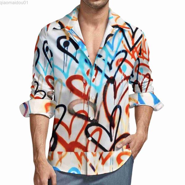 men's casual shirts wall graffiti heart painting casual shirts man love story for valentine day shirt long sleeve fashion funny blouses, White;black
men's casual shirts wall graffiti heart painting casual shirts man love story for valentine day shirt long sleeve fashion funny blouses, White;black