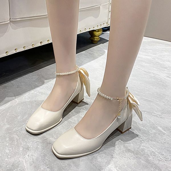 women's new fashion bow in leather shoes fairy wind thick with pearl square white temperament small leather shoes, Black
women's new fashion bow in leather shoes fairy wind thick with pearl square white temperament small leather shoes, Black