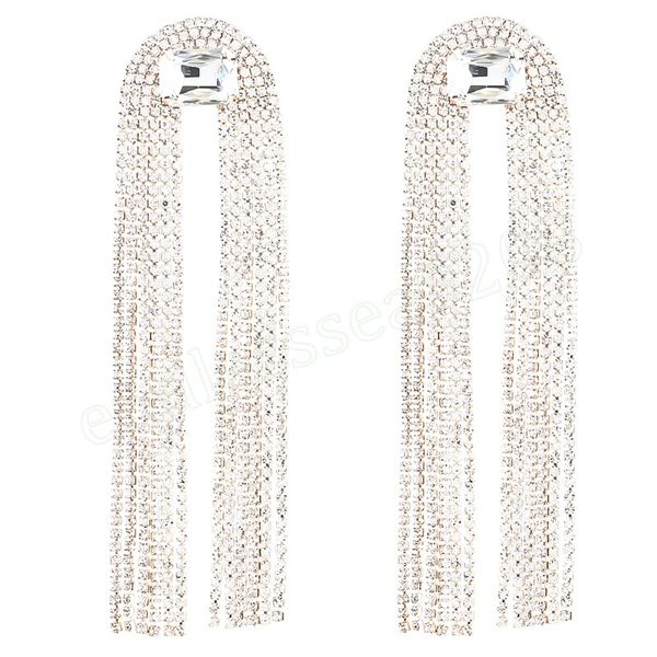 shiny rhinestone long tassel pendant women's earrings wedding fashion statement luxury jewelry accessories, Silver
shiny rhinestone long tassel pendant women's earrings wedding fashion statement luxury jewelry accessories, Silver