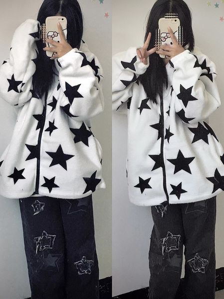 men's hoodies sweatshirts y2k zip up hoodie women star embroidery hoodies men kawaii harajuku clothes oversize sweatshirts long sleeve, Black
men's hoodies sweatshirts y2k zip up hoodie women star embroidery hoodies men kawaii harajuku clothes oversize sweatshirts long sleeve, Black