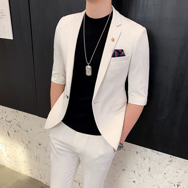 men's suits blazers jacktpant men suits half sleeve spring summer slim british short sleeve blazer coat trend male designer tuxedo 2 pc, White;black
men's suits blazers jacktpant men suits half sleeve spring summer slim british short sleeve blazer coat trend male designer tuxedo 2 pc, White;black