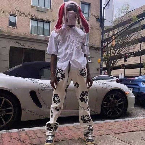 men's jeans high street denim tears style kapok washed straight fashion vintage loose pants d22, Blue
men's jeans high street denim tears style kapok washed straight fashion vintage loose pants d22, Blue
