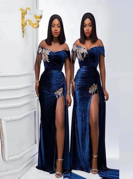 2023 african velvet mermaid bridesmaid dresses wedding guest party gowns off shoulder side split appliques tassel vestidos de noch8680007, White;pink
2023 african velvet mermaid bridesmaid dresses wedding guest party gowns off shoulder side split appliques tassel vestidos de noch8680007, White;pink