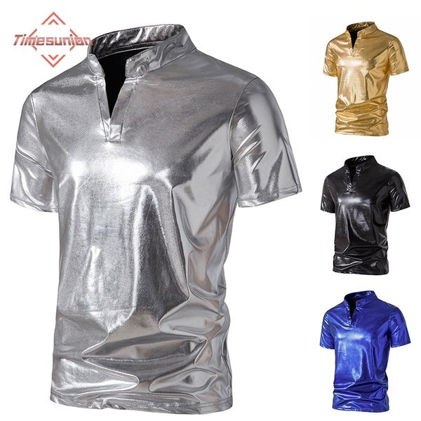 men s polos mens hipster glossy gold short sleeve polo shirt henry collar 70s disco nightclub party t shirts 230721, White;black
men s polos mens hipster glossy gold short sleeve polo shirt henry collar 70s disco nightclub party t shirts 230721, White;black