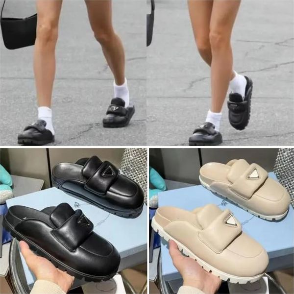designer soft padded nappa mulers half slippers slides leather sabots breakf pump loafers enameled metal triangle rubber sole fashion, Black
designer soft padded nappa mulers half slippers slides leather sabots breakf pump loafers enameled metal triangle rubber sole fashion, Black