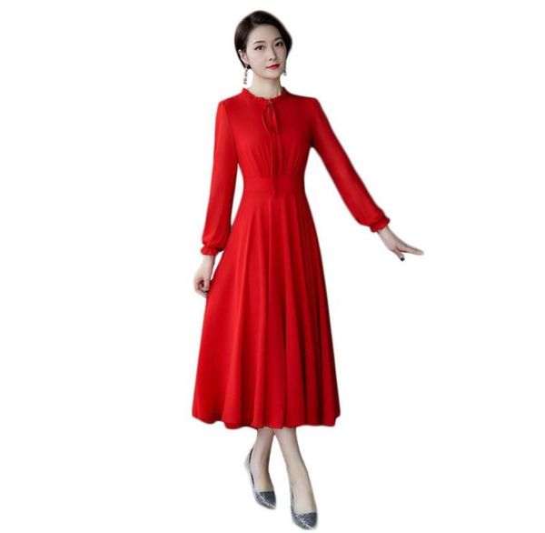 casual dresses chiffon dress women red black m5xl plus size long sleeve 2021 spring summer korean bow collar slim party maxi lr786919659, Black;gray
casual dresses chiffon dress women red black m5xl plus size long sleeve 2021 spring summer korean bow collar slim party maxi lr786919659, Black;gray