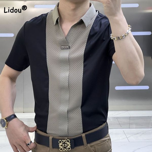 men's polos business office casual men's polo-neck slim shirt trend korean all-match patchwork short sleeve shirt summer male clot, White;black
men's polos business office casual men's polo-neck slim shirt trend korean all-match patchwork short sleeve shirt summer male clot, White;black
