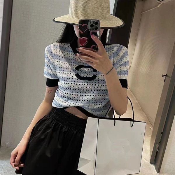 women's short sleeve striped knitwear women's summer 2023 new hollow designer letter t-shirt short, White
women's short sleeve striped knitwear women's summer 2023 new hollow designer letter t-shirt short, White
