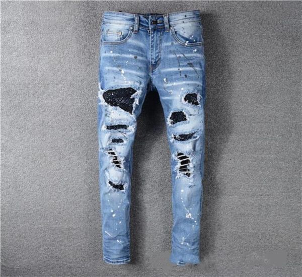 classic printed embroidery designer mens jeans motorcycle hole luxury denim men039s fashion street wear men designer pants4495039, Blue
classic printed embroidery designer mens jeans motorcycle hole luxury denim men039s fashion street wear men designer pants4495039, Blue