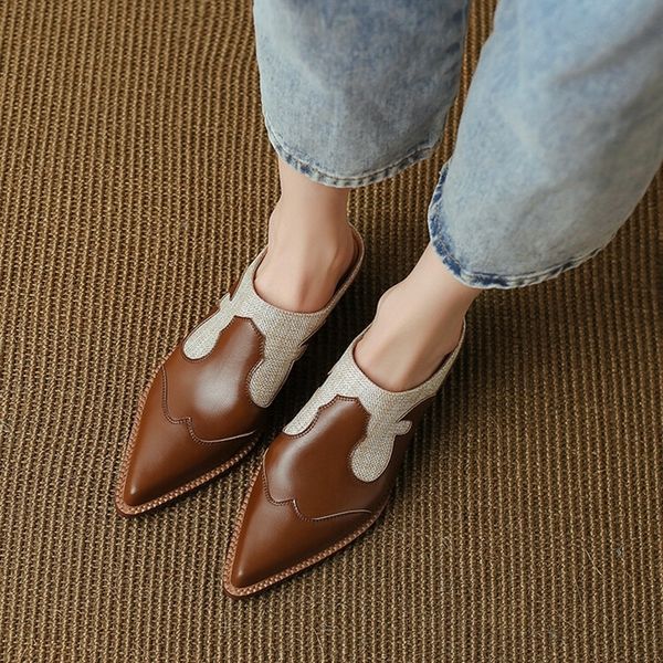 sandals summer shoes women covered toe slippers chunky heel mules split leather for slingback handmade 230720, Black
sandals summer shoes women covered toe slippers chunky heel mules split leather for slingback handmade 230720, Black