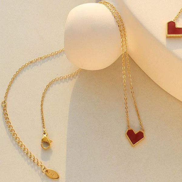 new red heart peach heart titanium steel necklace for women's clavicle chain, junior high end design sense, jewelry style, retro style, Silver
new red heart peach heart titanium steel necklace for women's clavicle chain, junior high end design sense, jewelry style, retro style, Silver