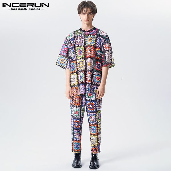 men s tracksuits 2023 fashion men sets printing lace transparent loose o neck half sleeve t shirt pants 2pcs summer suits incerun 230721, Gray
men s tracksuits 2023 fashion men sets printing lace transparent loose o neck half sleeve t shirt pants 2pcs summer suits incerun 230721, Gray