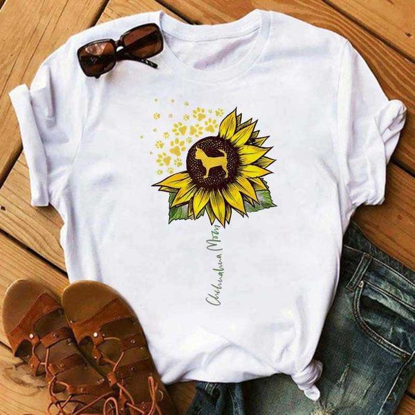 butterfly kiss sunflower print women's round neck loose t-shirt summer short sleeve t-shirt top, White
butterfly kiss sunflower print women's round neck loose t-shirt summer short sleeve t-shirt top, White