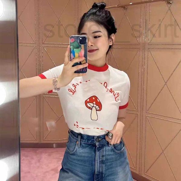 women's t-shirt designer 23rd summer new short sleeve t-shirt cute girl style mushroom letter embroidery pattern knitted shirt wear 5rn, White
women's t-shirt designer 23rd summer new short sleeve t-shirt cute girl style mushroom letter embroidery pattern knitted shirt wear 5rn, White