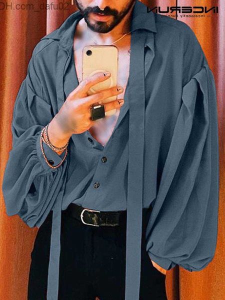 men's sweaters men's solid color lapel puff long sleeves with tie camisa masculina 2023 street loose casual shirt s-5xl z230721, White;black
men's sweaters men's solid color lapel puff long sleeves with tie camisa masculina 2023 street loose casual shirt s-5xl z230721, White;black