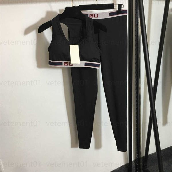 designer fitness outfit tanks sweatpants two piece back see-through letter webbing waist tank slim thin bottoms lady summer sweat wear
designer fitness outfit tanks sweatpants two piece back see-through letter webbing waist tank slim thin bottoms lady summer sweat wear