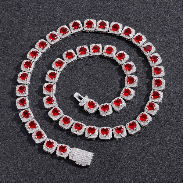 womens tennis chain 10mm 1 row heart red zircon necklace personalized sweet female hip hop accessories, Black
womens tennis chain 10mm 1 row heart red zircon necklace personalized sweet female hip hop accessories, Black