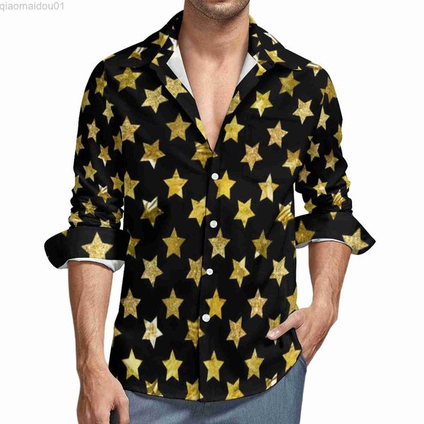 men's casual shirts shiny stars print casual shirts man gold star shirt long sleeve vintage funny blouses spring custom clothing plus s, White;black
men's casual shirts shiny stars print casual shirts man gold star shirt long sleeve vintage funny blouses spring custom clothing plus s, White;black