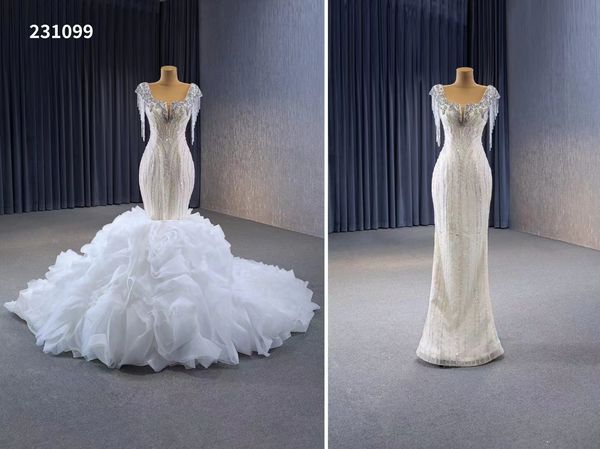 mermaid wedding dress tail off shoulder luxury long sleeve lace tail detachable sm231099, White
mermaid wedding dress tail off shoulder luxury long sleeve lace tail detachable sm231099, White
