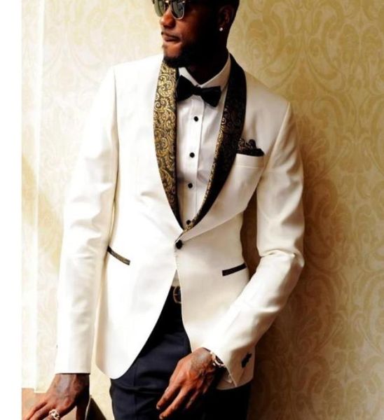 white formal wedding tuxedos two piece gold shawl lapel custom made trim fit men suits jacket pants4033102, Black;gray
white formal wedding tuxedos two piece gold shawl lapel custom made trim fit men suits jacket pants4033102, Black;gray