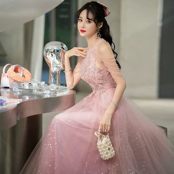 two piece dress pink evening dress female fairy skirt explosion style temperament high-end sense banquet bridesmaid engagement birthday host, White
two piece dress pink evening dress female fairy skirt explosion style temperament high-end sense banquet bridesmaid engagement birthday host, White