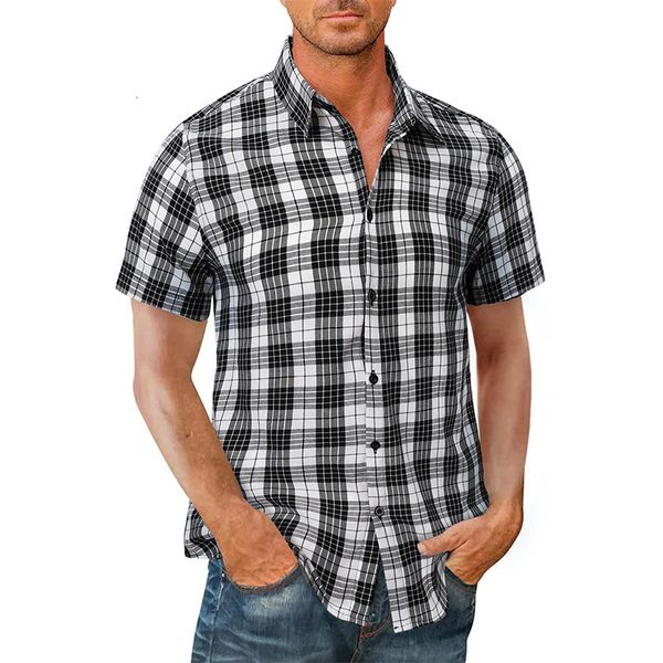 men's casual shirts 2023 fashion summer for men daily striped shirt short sleeve european and american plaid 230720, White;black
men's casual shirts 2023 fashion summer for men daily striped shirt short sleeve european and american plaid 230720, White;black