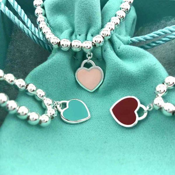 original tiffay s925 sterling silver love bracelet heart-shaped blue heart pink round beads simple versatile bracelet enamel heart, Black
original tiffay s925 sterling silver love bracelet heart-shaped blue heart pink round beads simple versatile bracelet enamel heart, Black