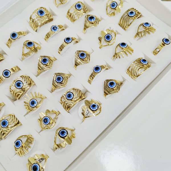 30/pcs stainless steel devil ring with mixed design for men and women, blue eye zircon, good luck jewelry, party gifts wholesale, Golden;silver
30/pcs stainless steel devil ring with mixed design for men and women, blue eye zircon, good luck jewelry, party gifts wholesale, Golden;silver