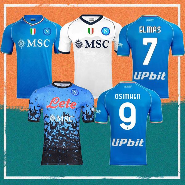 

23/24 napoli maradona soccer jerseys 2023 kvaratskhelia elmas osimhen mertens maillots de foot shirt h. lozano fabian zielinski anguissa foo, Black;yellow