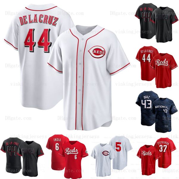 Image of Cincinnati #44 Elly De La Cruz Reds Jerseys Jonathan India Tyler Stephenson Wil Myers Jonathan India Jake Fraley Stuart Fairchild Spencer Steer all star baseball