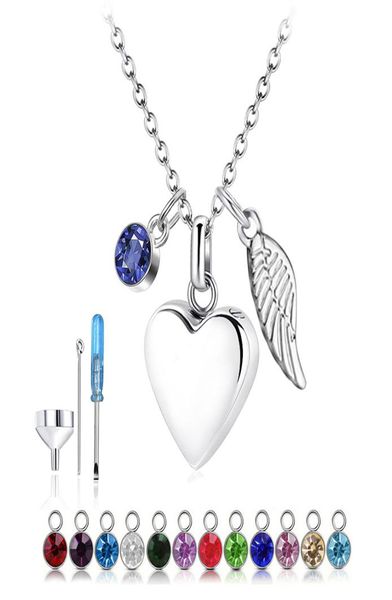 heart with angel wings and birthstone pendant necklace cremation urn fashion jewelry keepsake memorial for human pet ashes5832992, Silver
heart with angel wings and birthstone pendant necklace cremation urn fashion jewelry keepsake memorial for human pet ashes5832992, Silver