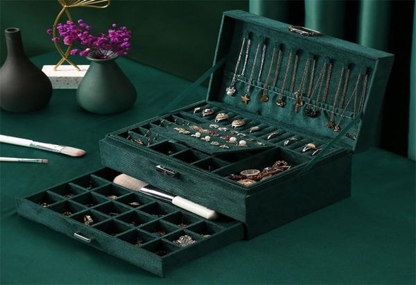 green 3layer flannel jewelry organizer box necklaces earrings rings display holder case for women large capacity with lock 2207188936910, Black;white
green 3layer flannel jewelry organizer box necklaces earrings rings display holder case for women large capacity with lock 2207188936910, Black;white