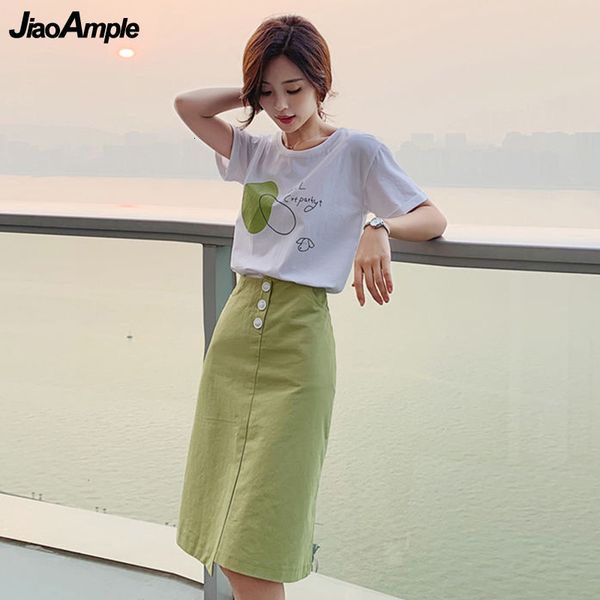 two piece dress women summer t-shirt skirts set cozy cotton short sleeve pullover girls student korean leisure clothing suit lady dress 2307, White
two piece dress women summer t-shirt skirts set cozy cotton short sleeve pullover girls student korean leisure clothing suit lady dress 2307, White