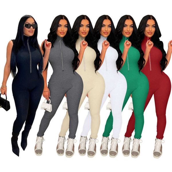 designer women summer jumpsuits sleeveless rompers solid zipper skinny jumpsuits casual one piece overalls clothes, Black;white
designer women summer jumpsuits sleeveless rompers solid zipper skinny jumpsuits casual one piece overalls clothes, Black;white