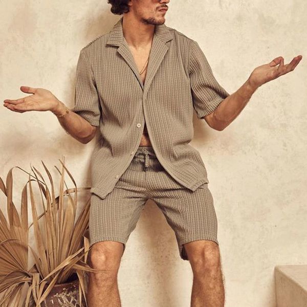 men s tracksuits striped solid set summer short sleeve lapel button shirt and shorts streetwear clothing suit s 3xl 230721, Gray
men s tracksuits striped solid set summer short sleeve lapel button shirt and shorts streetwear clothing suit s 3xl 230721, Gray