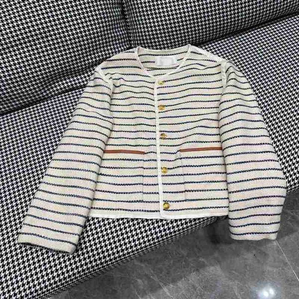 women's jackets designer 2023 early autumn new pocket leather edge decoration loose horizontal stripe contrast tweed wool coat yo0g, Black;brown
women's jackets designer 2023 early autumn new pocket leather edge decoration loose horizontal stripe contrast tweed wool coat yo0g, Black;brown