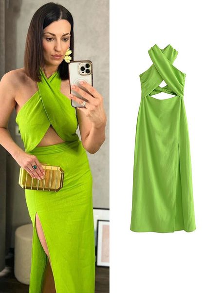 basic casual dresses traf elegant 2023 women solid hollow out dress summer fashion halter backless side split bow mid calf 230720, Black;gray
basic casual dresses traf elegant 2023 women solid hollow out dress summer fashion halter backless side split bow mid calf 230720, Black;gray