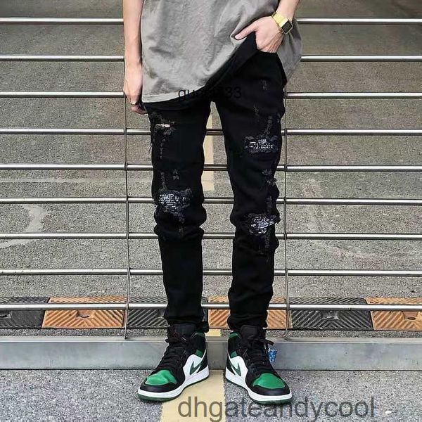 man holes trend pants amirly high street black washed denim made old cashew flower jeans slim designer fit small foot fog denim trousers men, Blue
man holes trend pants amirly high street black washed denim made old cashew flower jeans slim designer fit small foot fog denim trousers men, Blue